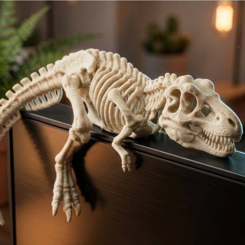 Setup Desk Monitor - Ornamento de Dinossauro Tiranossauro Rex Adormecido,