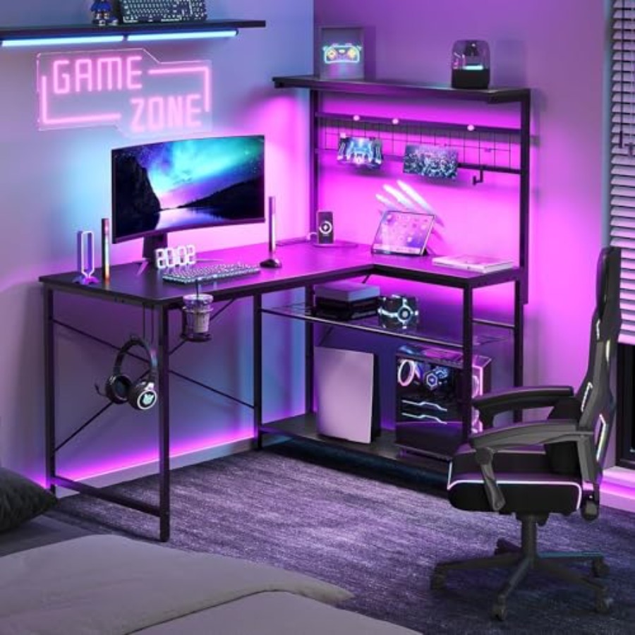 Desk Setup L Shaped - Mesa de jogos de 42 polegadas