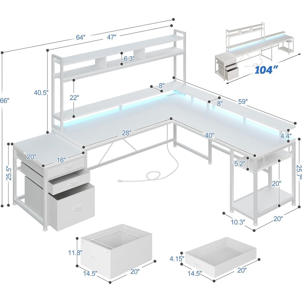 Mesa em L de 104 polegadas par - Setup Desk Monitor avaliação e preço