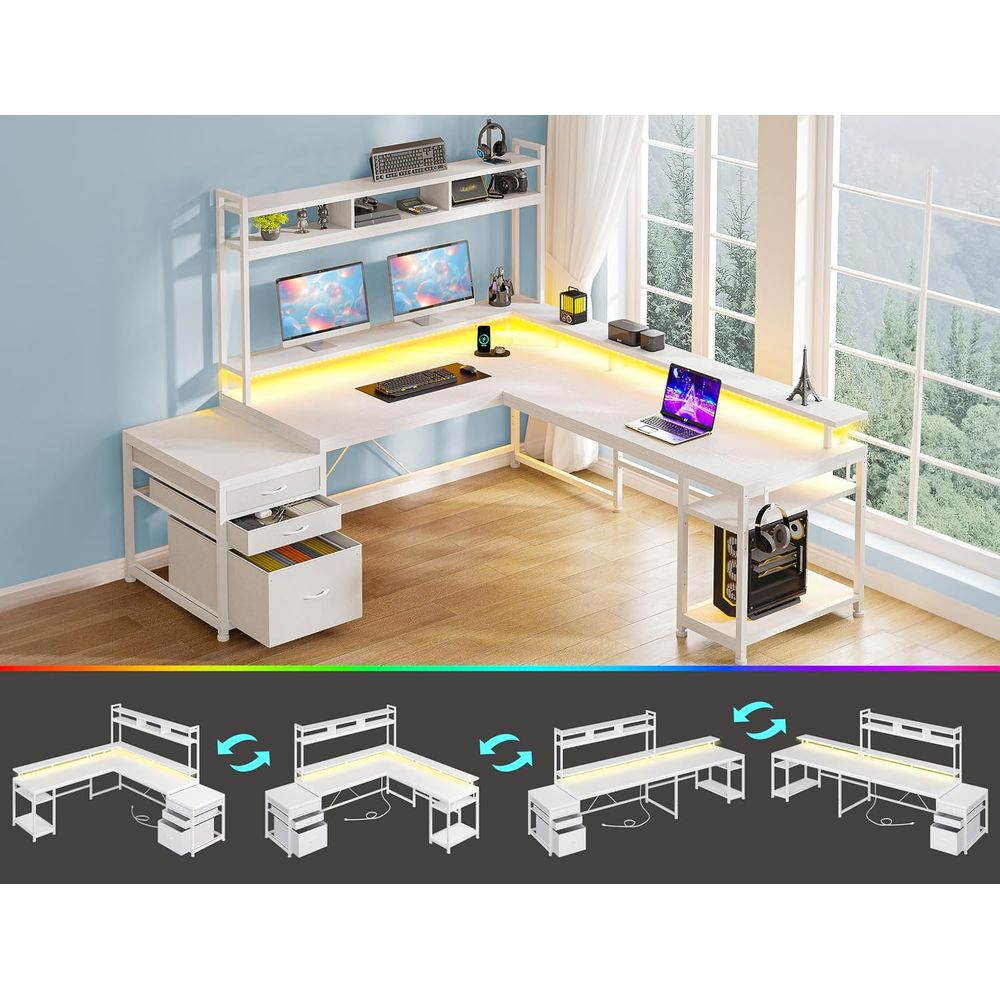 Mesa em L de 104 polegadas par - Setup Desk Monitor avaliação e preço