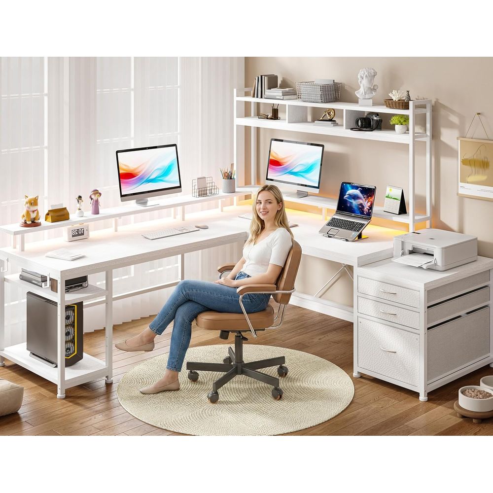 Mesa em L de 104 polegadas par - Setup Desk Monitor avaliação e preço